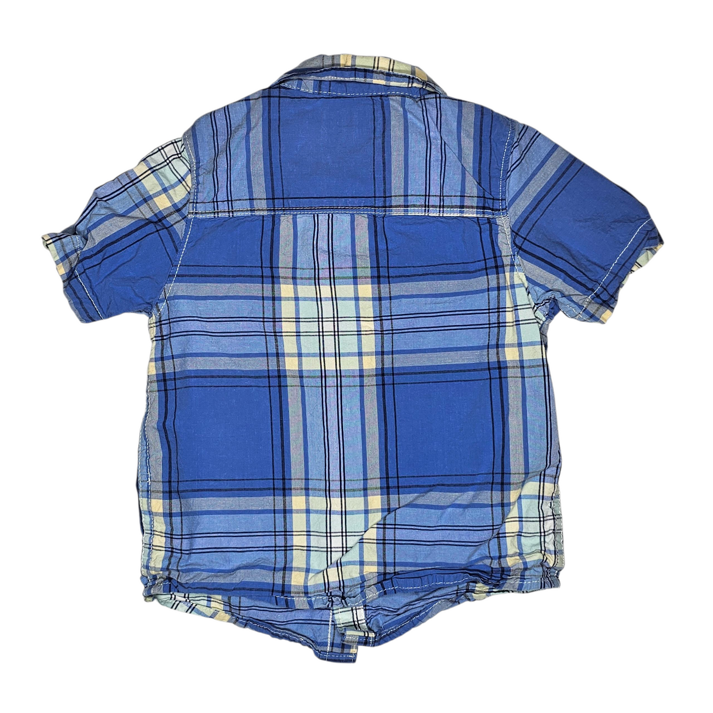 OshKosh 24M Blue Plaid Button Short Sleeve