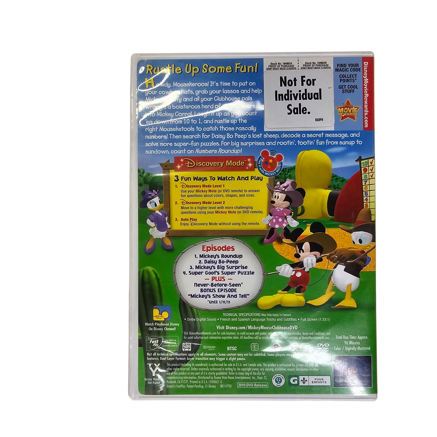 Disney Mickey Mouse Clubhouse Numbers Roundup DVD