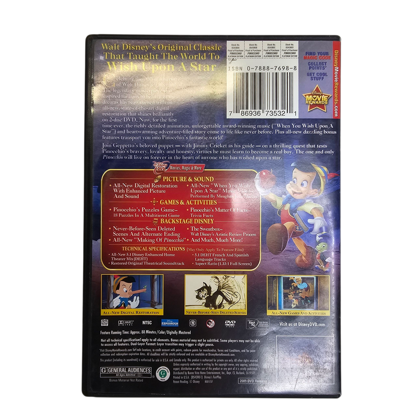 Disney Pinocchio 70th Anniversary DVD 2 Disc