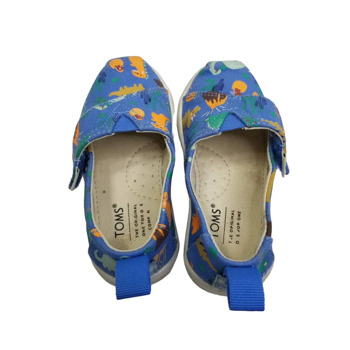 Toms Toddler 7 Dinosaur Canvas Shoes