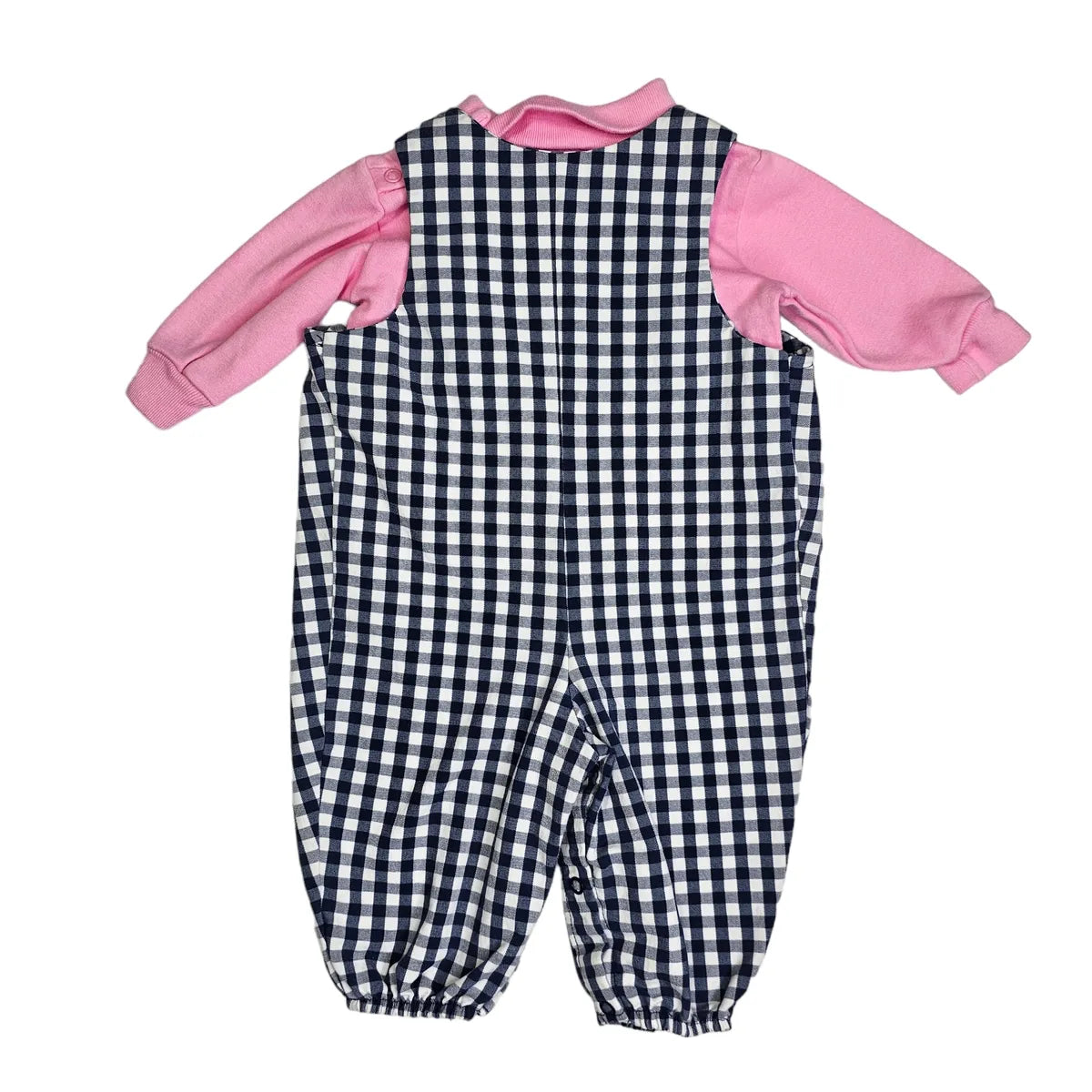 Vintage Style 6M Turtleneck & Checkered Overalls Set