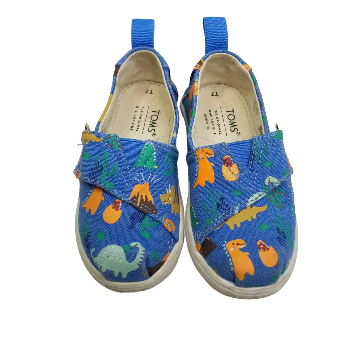 Toms Toddler 7 Dinosaur Canvas Shoes