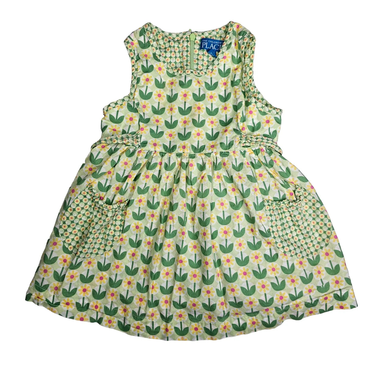Children's Place 5/6 Green Flower Sleeveless Dress
