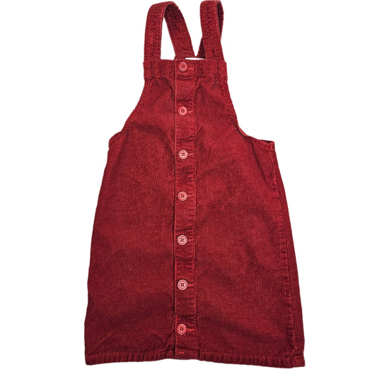 Childrens Place 8 Red Corduroy Button Overall Dress