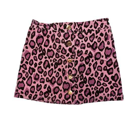 4 Pink Leopard Button Corduroy Mini Skirt