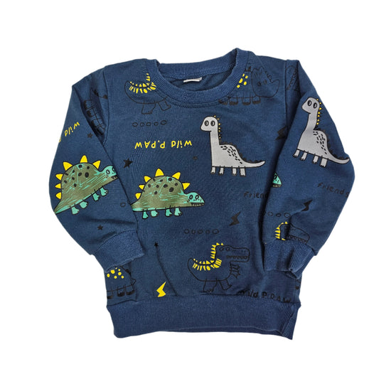 2T Blue Dinosaur Pullover Top