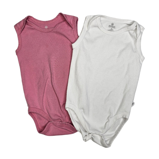 Honest 18M Pink White Bodysuits Set