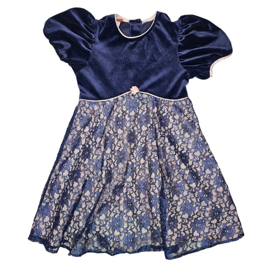 Somersaults 6 Velvet Lace Navy Blue Dress