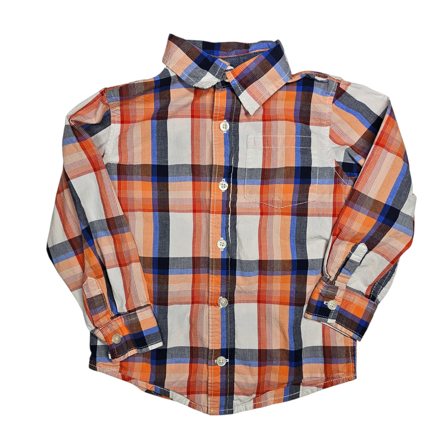 Gymboree 4T Orange Plaid Button Up