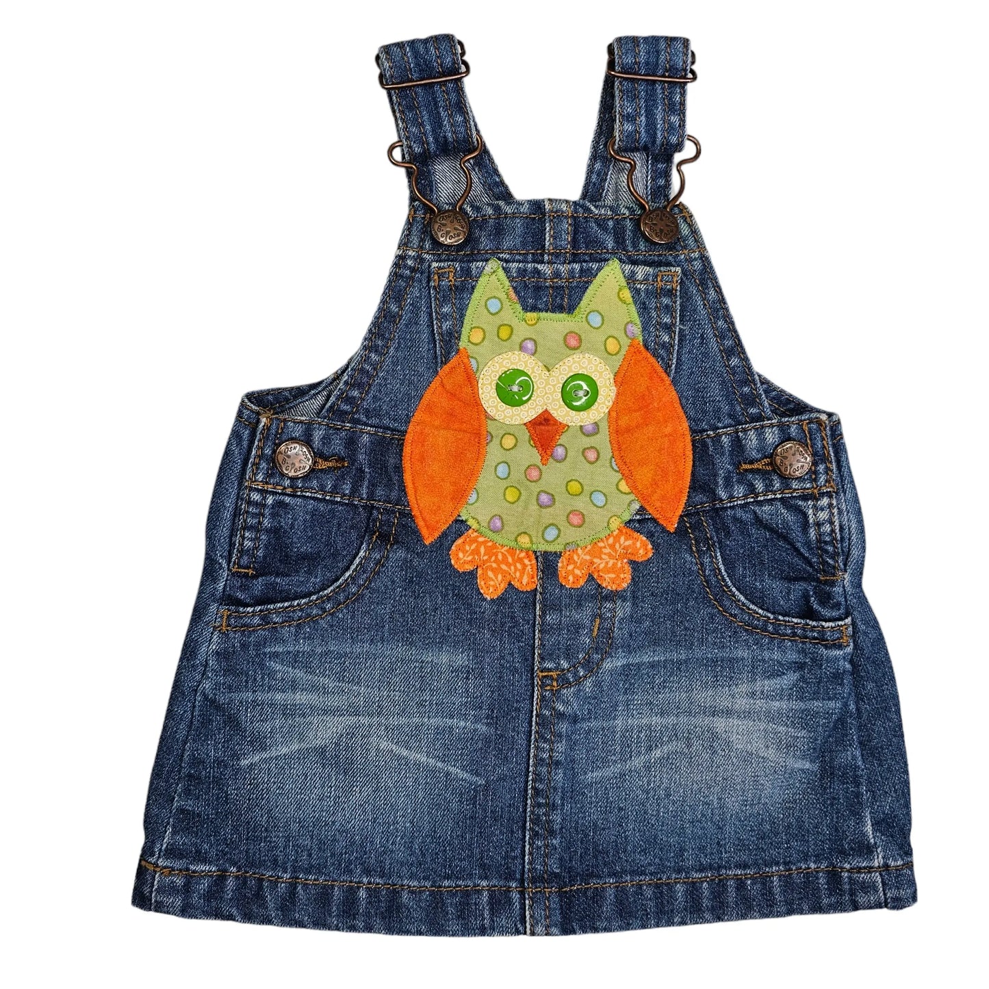 OshKosh 6M Patch Denim Overall Dress