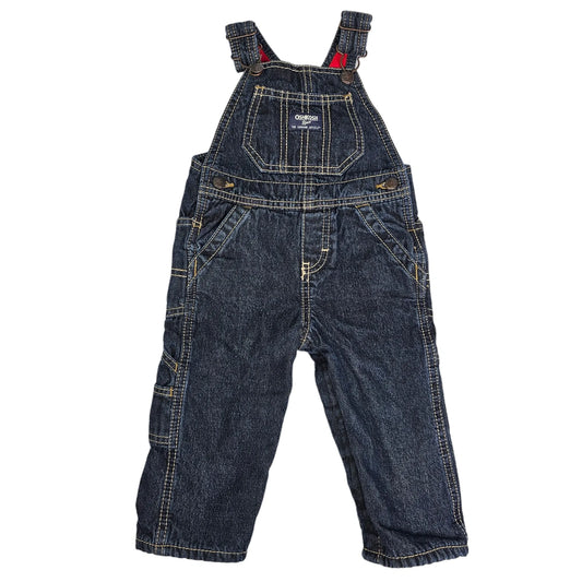 OshKosh 12M Fleece Lined Denim Overalls