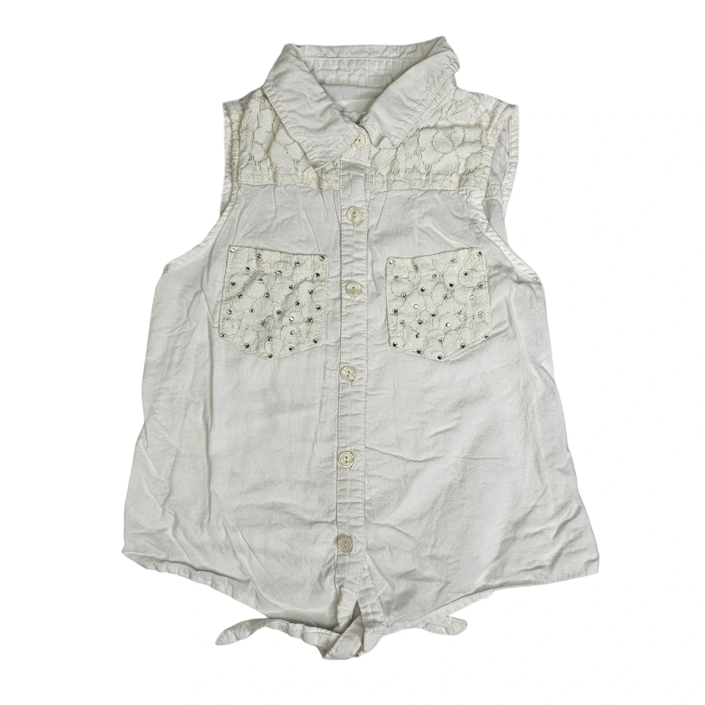 Justice 7 White Button Up Top