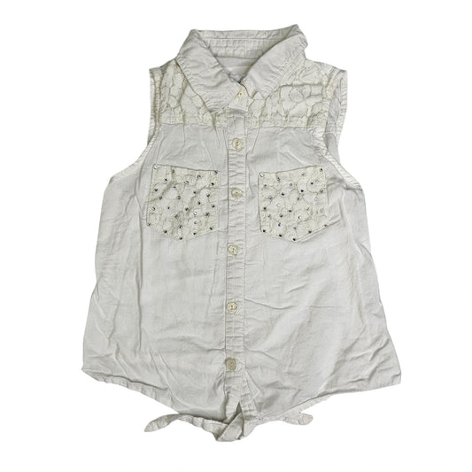 Justice 7 White Button Up Top