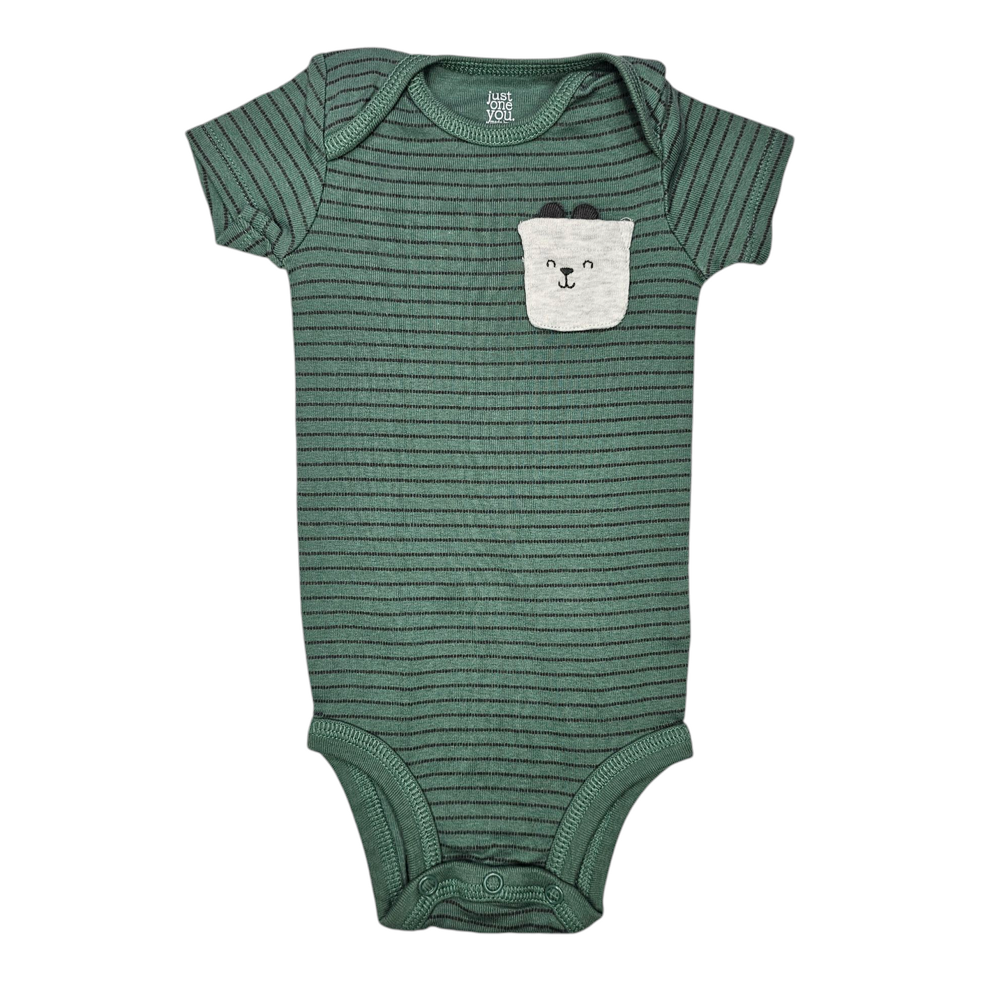 Just One You 9M Green Striped Bodysuit