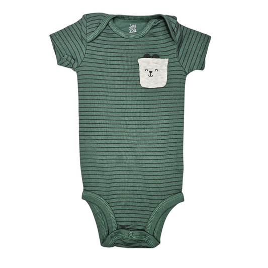 Just One You 9M Green Striped Bodysuit