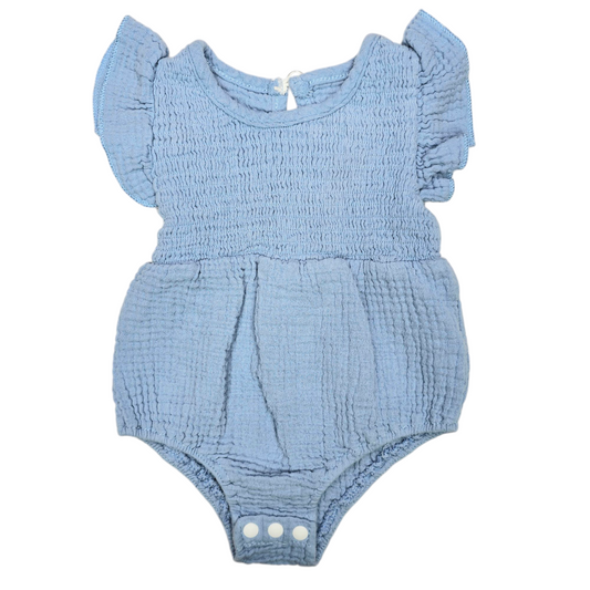 6M Blue Ruffle Sleeve Bodysuit