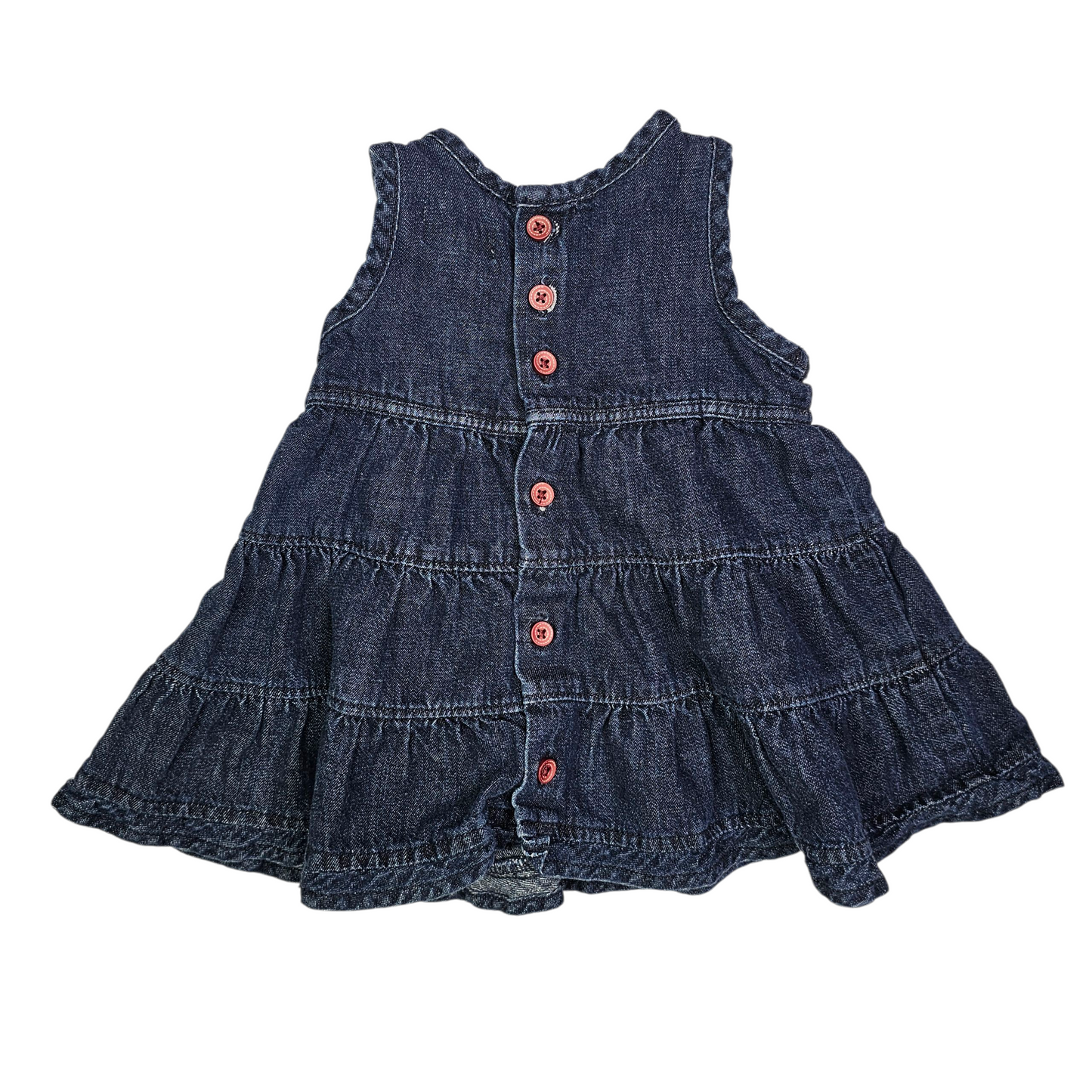 Place 0-3M Denim Embroidered Dress