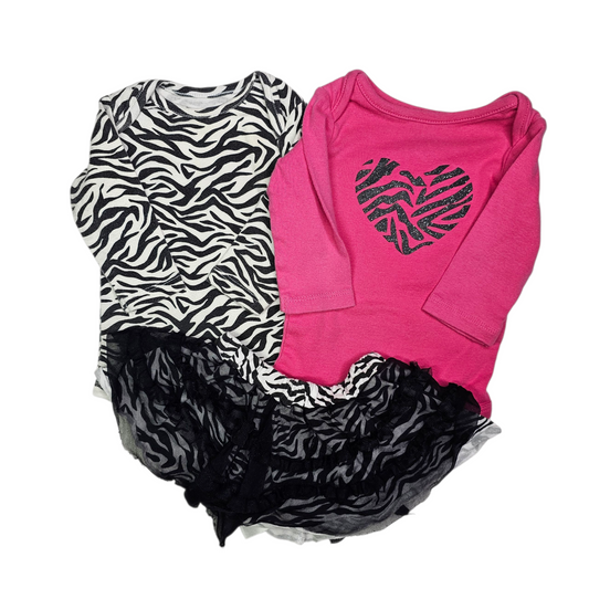 Baby Starters 0-3M Zebra Print 3 Piece Set