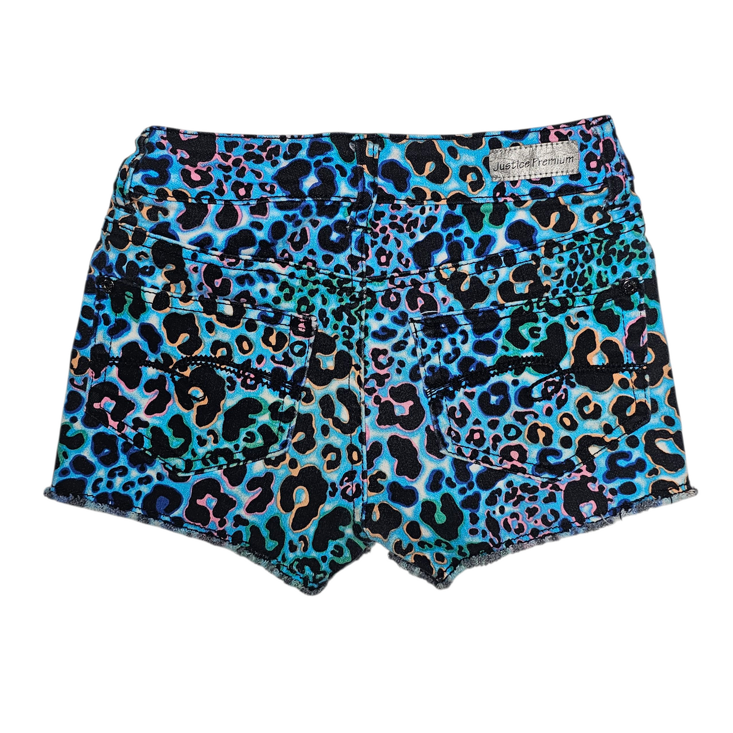 Justice 10S Leopard Print Denim Shorts