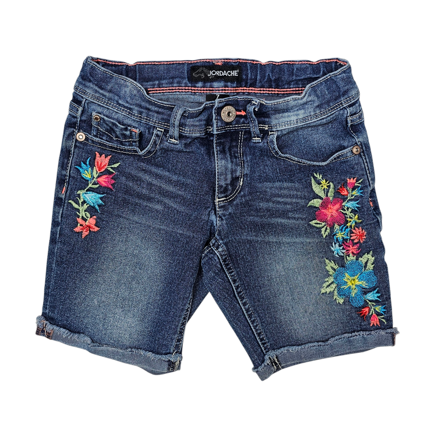 Jordache 7 Embroidered Bermuda Denim Shorts