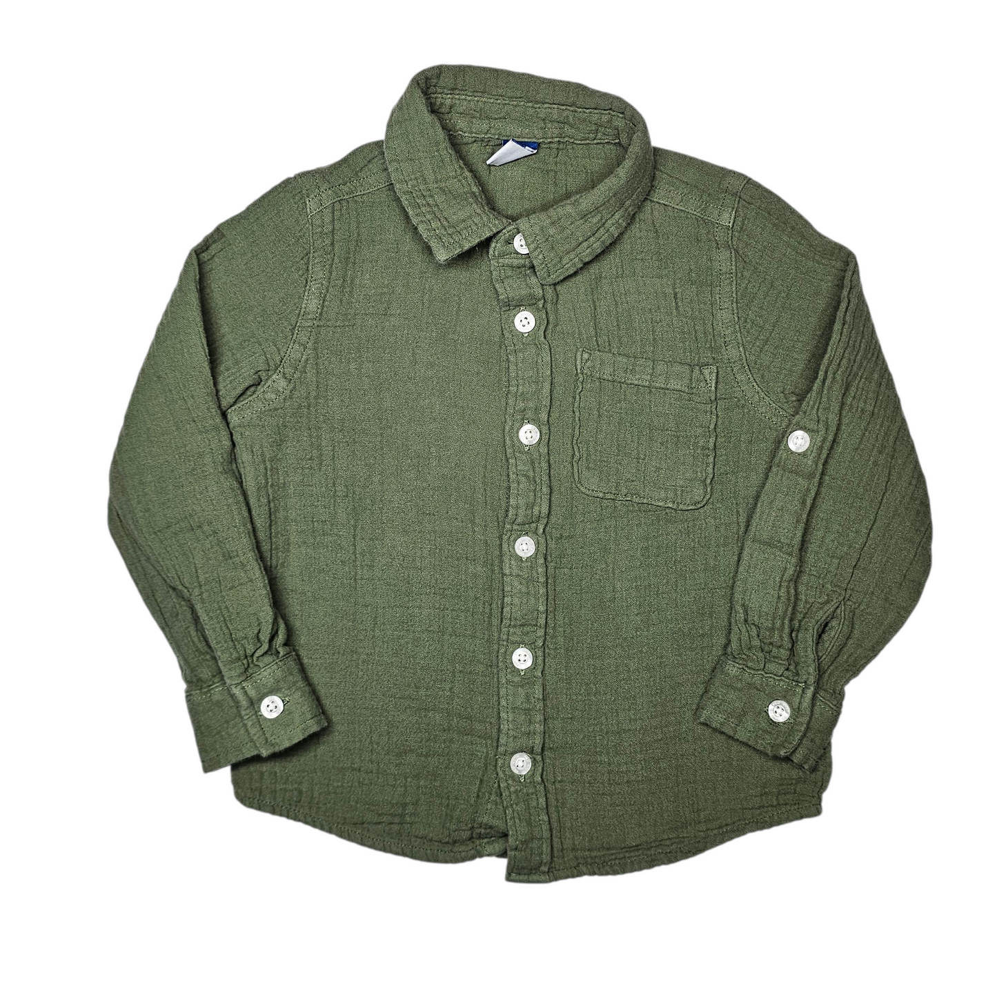 Old Navy 4T Olive Green Button Up Shirt