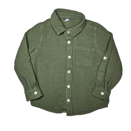 Old Navy 4T Olive Green Button Up Shirt