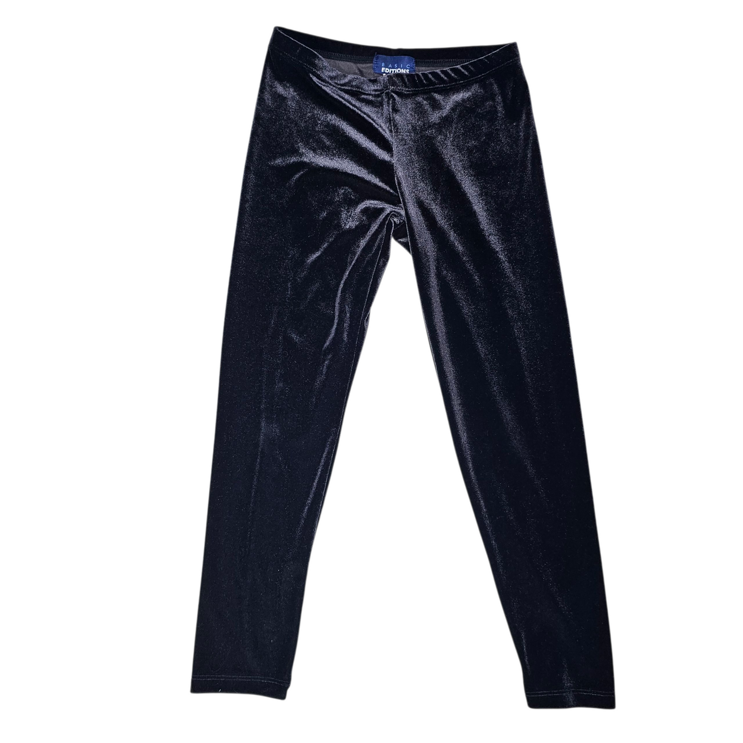 Basic Editions M 7/8 Black Velour Leggings