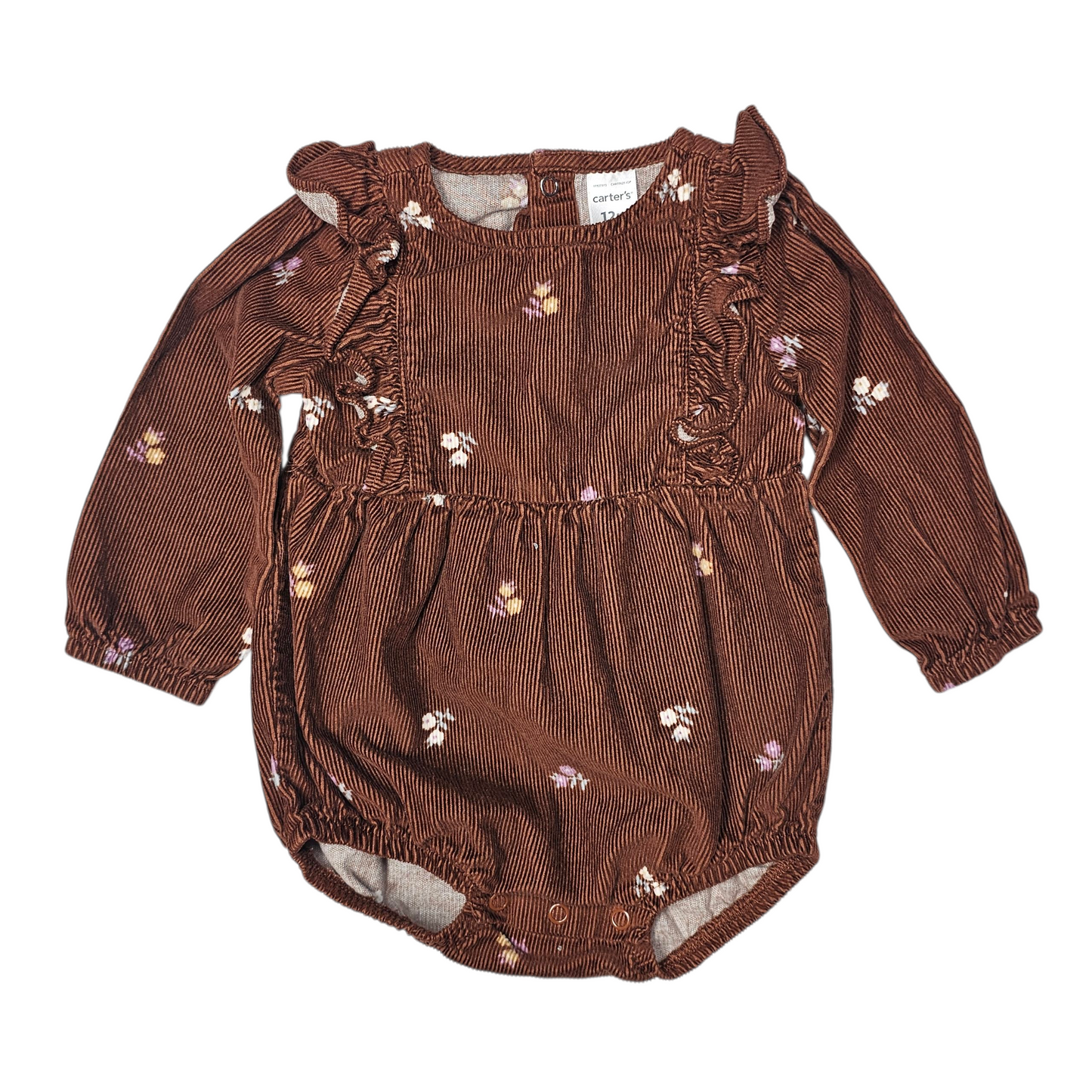 Carter's 12M Corduroy Brown Floral Dress & Headband