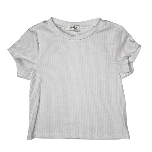 Speechless Kids M White Ribbed Tee