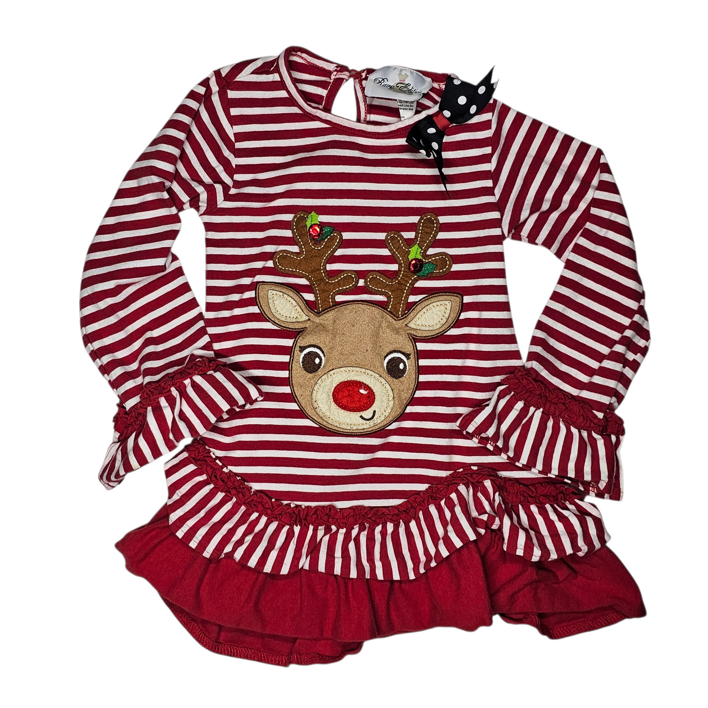Rare Editions 4T Reindeer Striped Tunic
