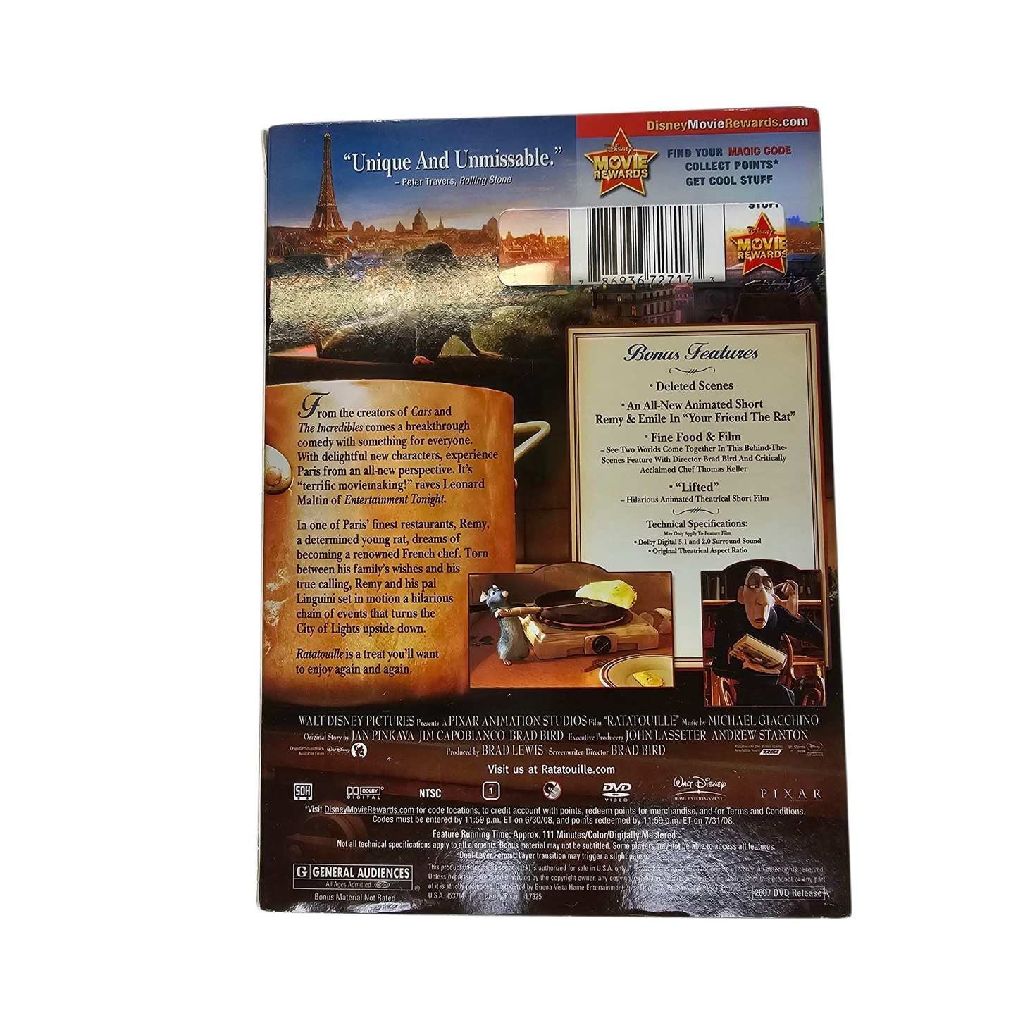 Disney Pixar Ratatouille DVD