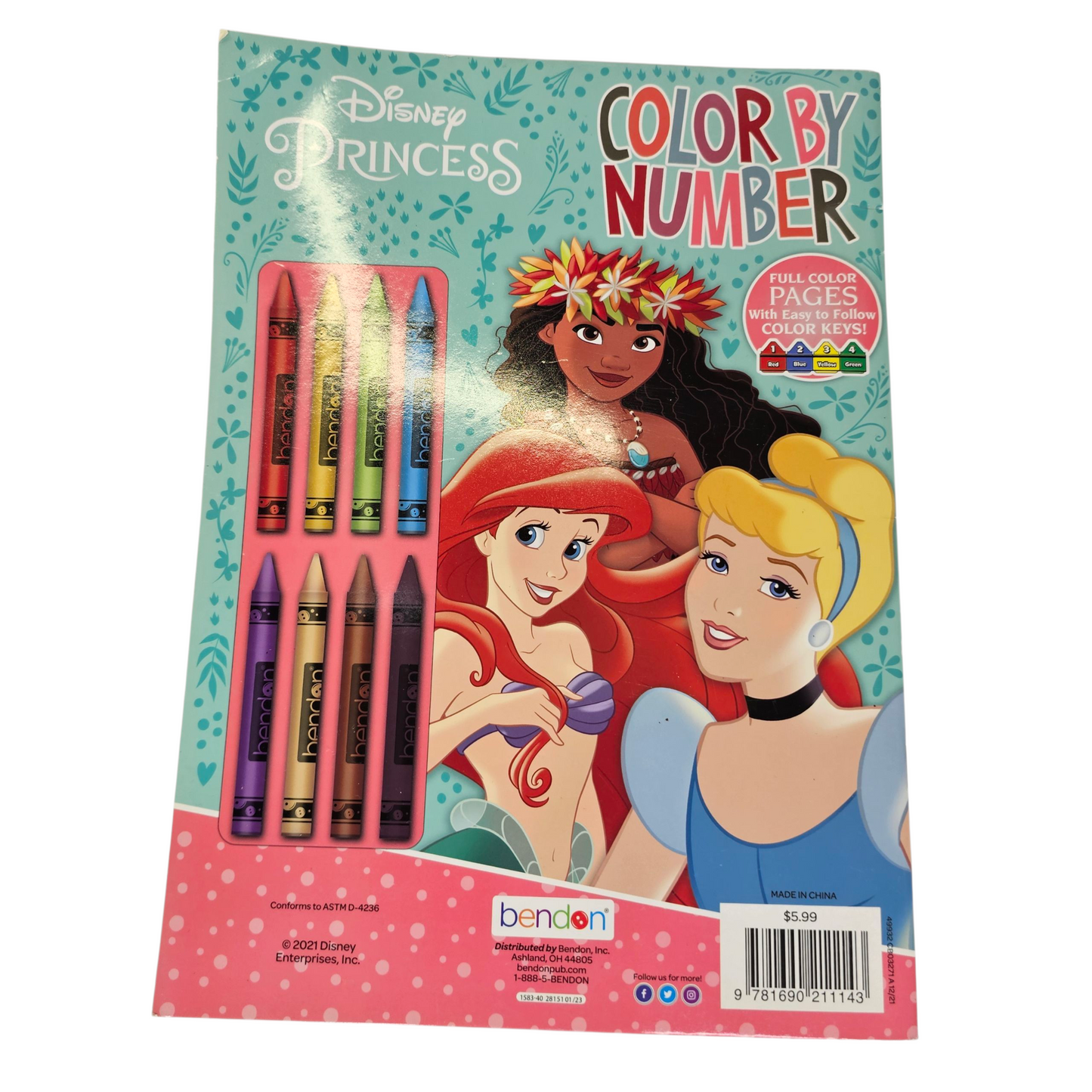 Disney Princess Color By Number Book New
