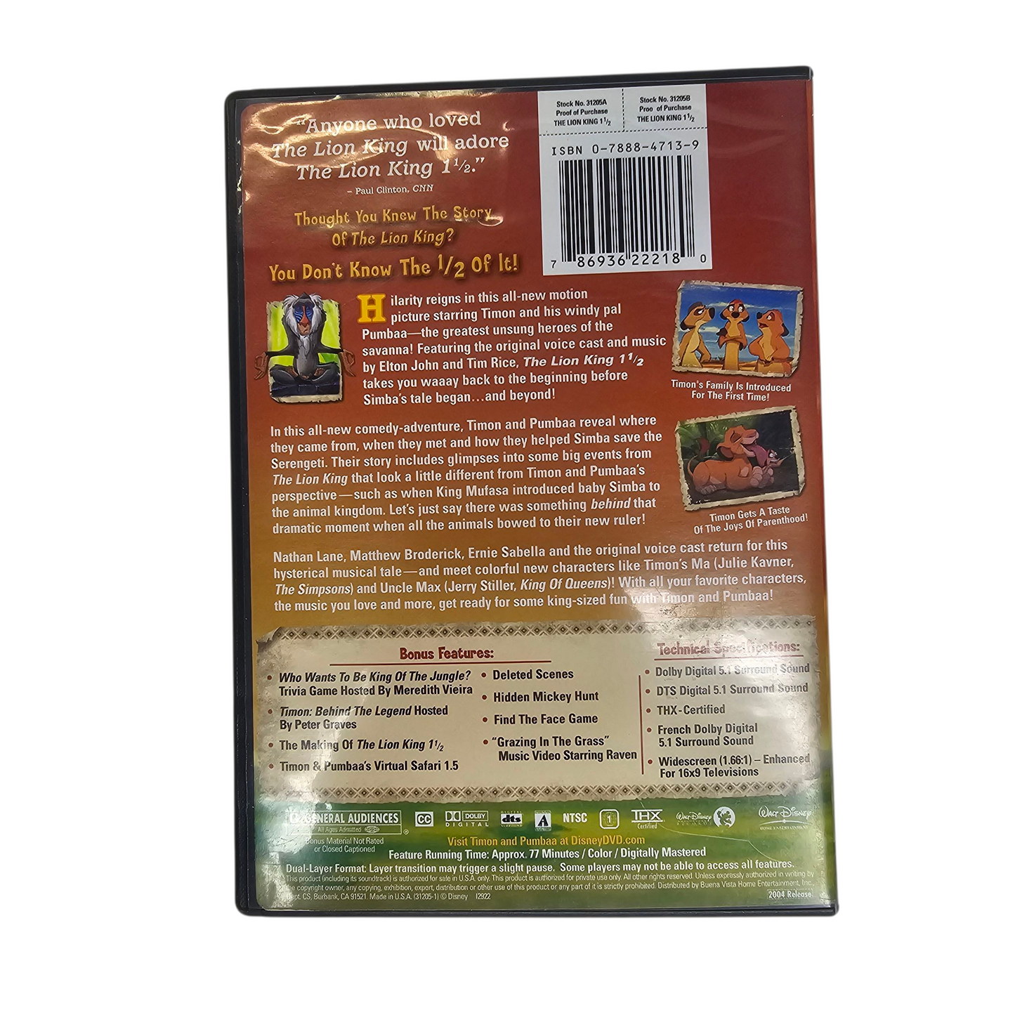Disney The Lion King 1 1/2 DVD