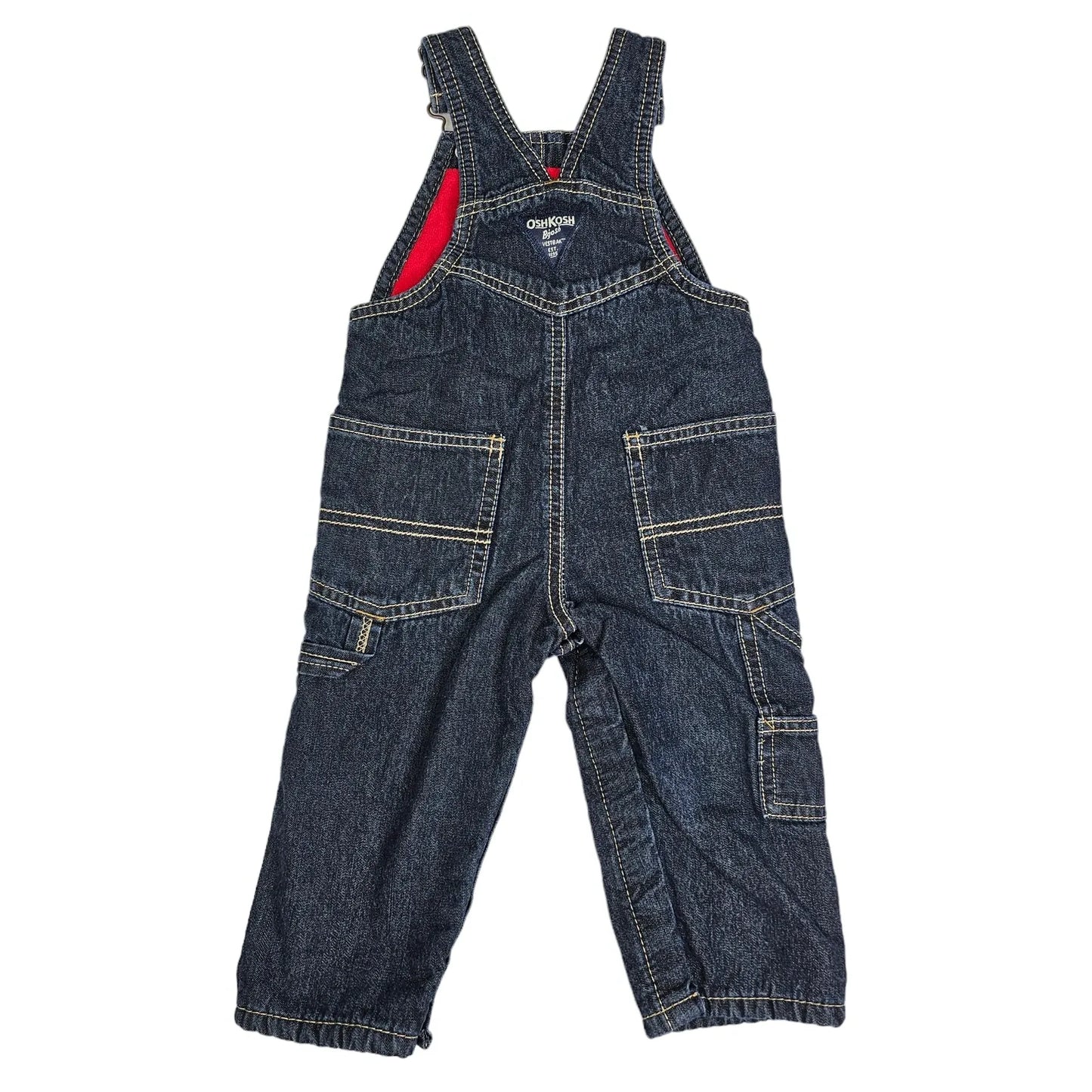 OshKosh 12M Fleece Lined Denim Overalls