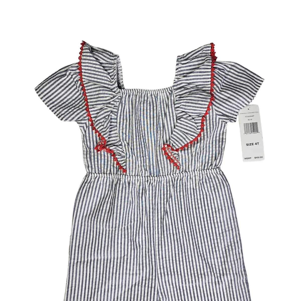 New! French Connection 4T Striped Ruffle Jumpsuit