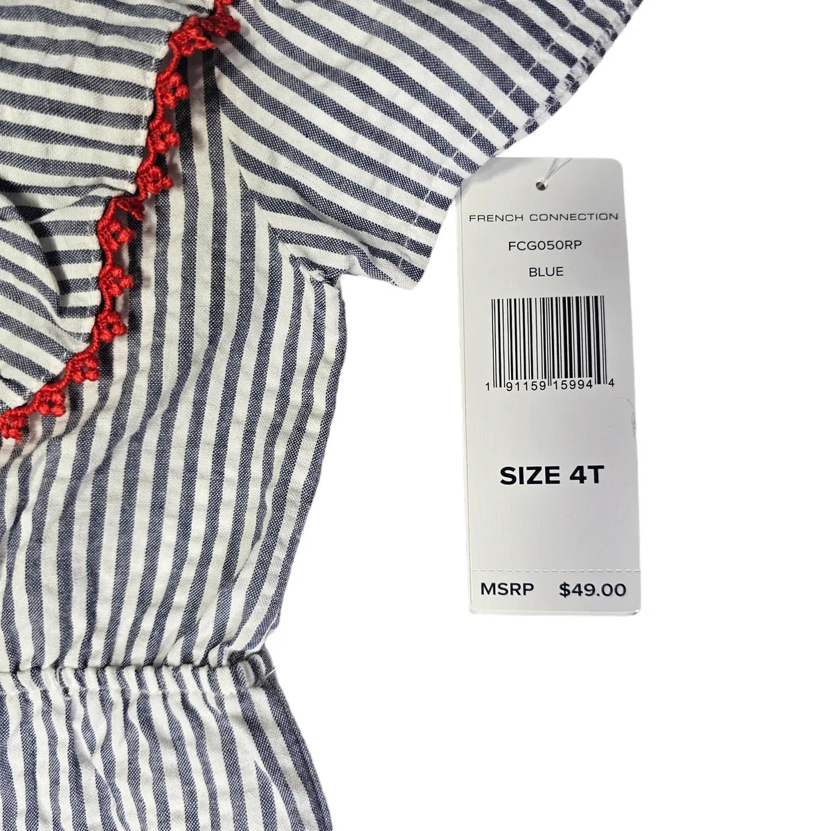 New! French Connection 4T Striped Ruffle Jumpsuit