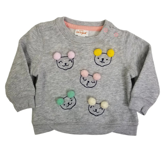 Baby Cat & Jack 3-6M Animal Pom Pom Pullover