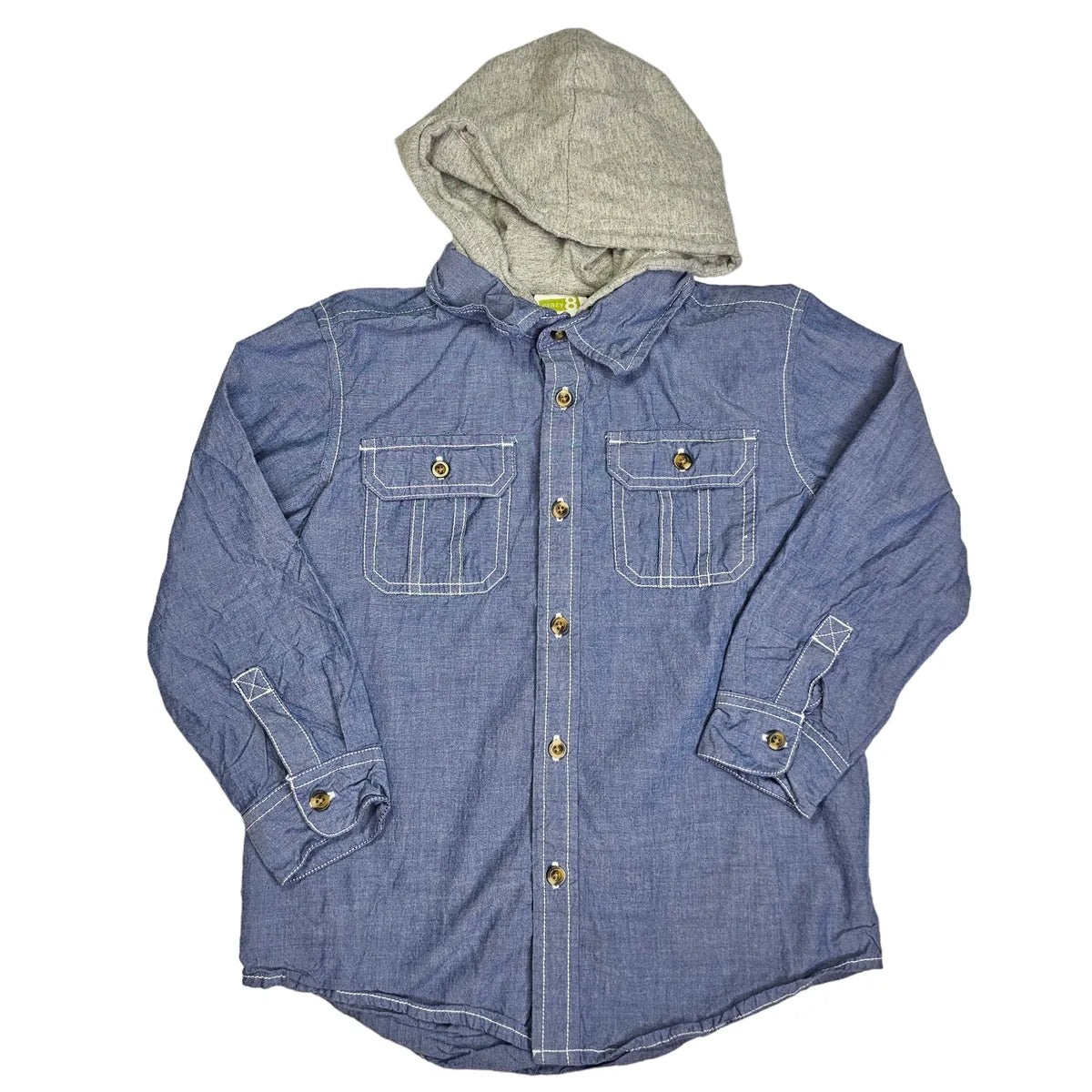 Crazy 8 Small 5/6 Chambray Hooded Button Up