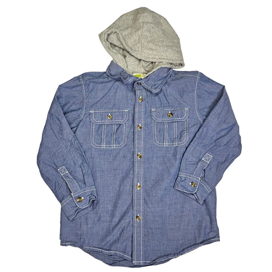 Crazy 8 Small 5/6 Chambray Hooded Button Up
