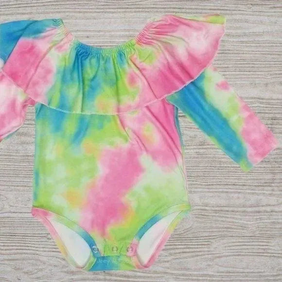 Green Pink Tie Dye Bodysuit