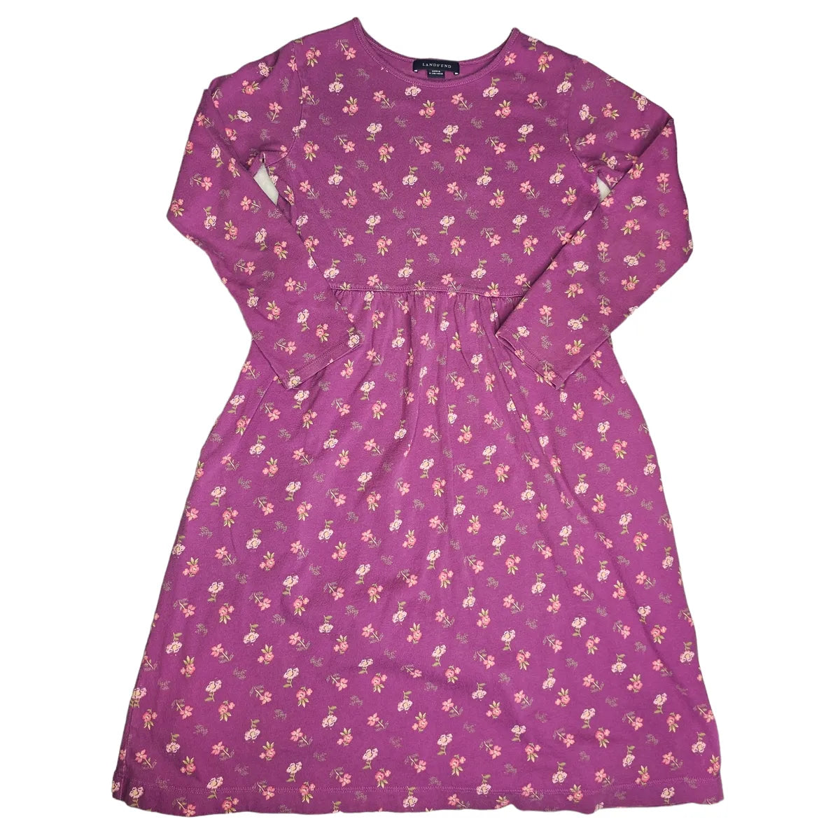 Land's End 8 Floral Long Sleeve Dress