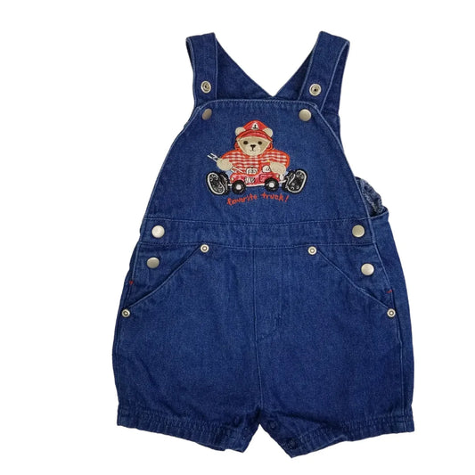 3-6M Denim Fireman Bear Shortalls
