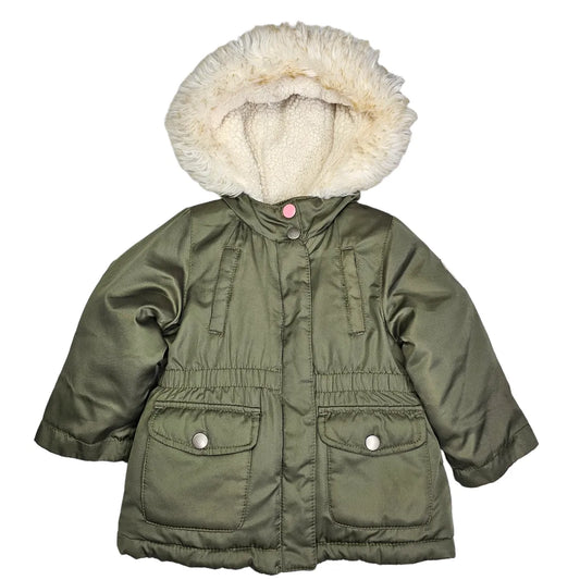 Carters 2T Green Fur Hood Coat