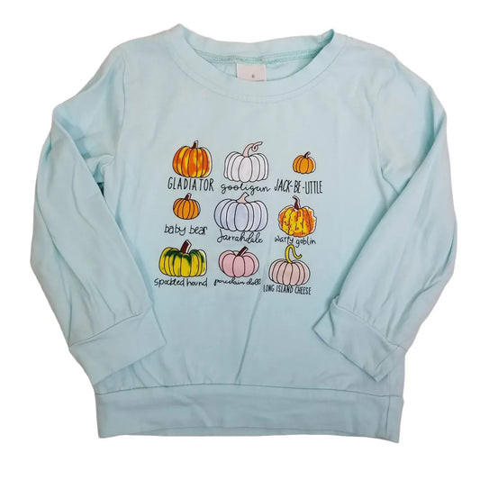 6 Light Blue Pumpkin Graphic Long Sleeve
