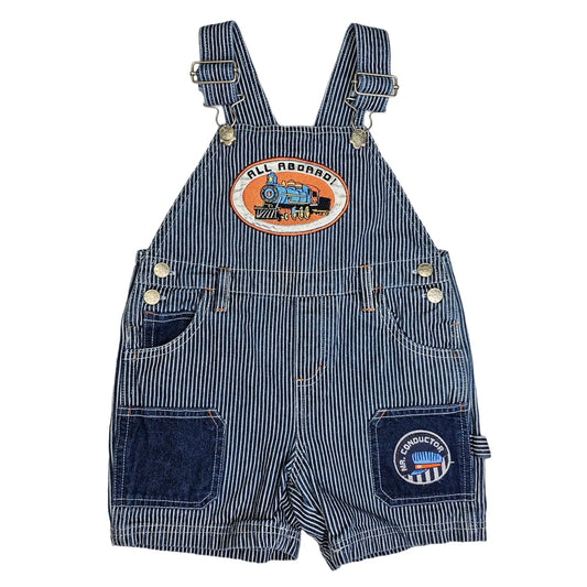2T Conductor Striped Denim Shortalls