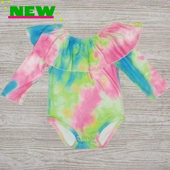 Green Pink Tie Dye Bodysuit