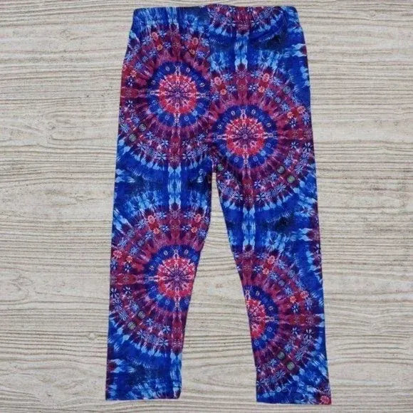 Size 2 Blue Tie Dye Leggings Tunic & Scarf Set