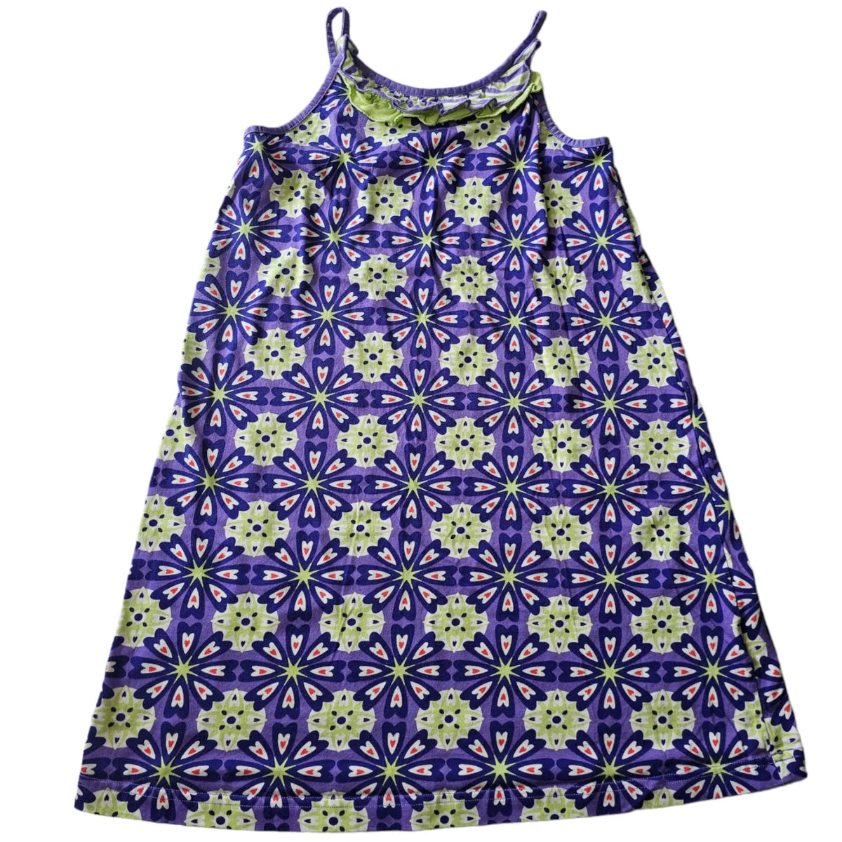 Hanna Andersson 140 (10) Purple Green Flower Dress