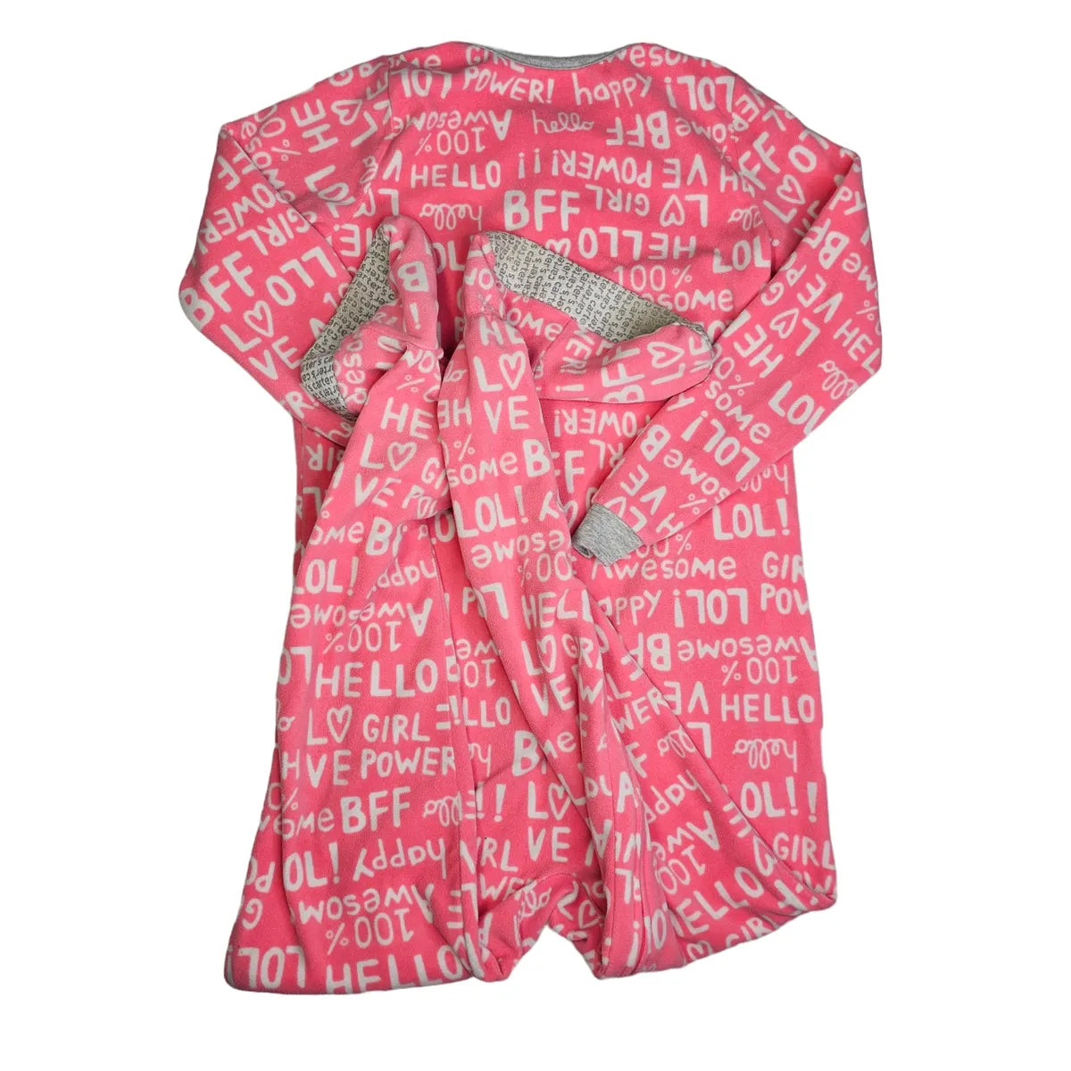 Carters 12 Pink Fleece Footed Zip Pajamas
