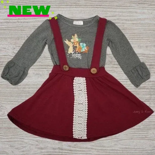 Suspender Skirt & Shirt Set